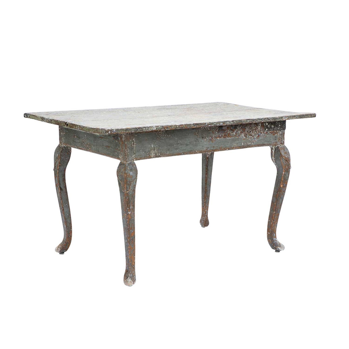 Swedish Rococo Table with Grey and Green Paint
