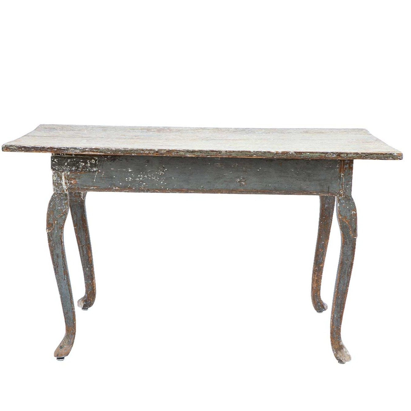 Swedish Rococo Table with Grey and Green Paint