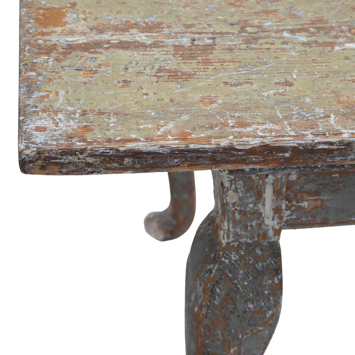Swedish Rococo Table with Grey and Green Paint