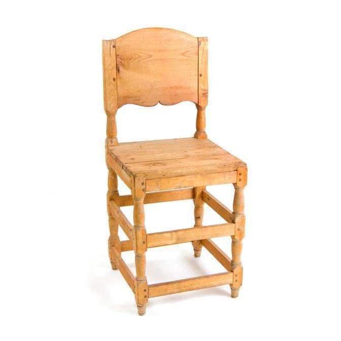 19th C. Swedish Rustic Pine Chair with Curved Back Eleish Van Breems Home