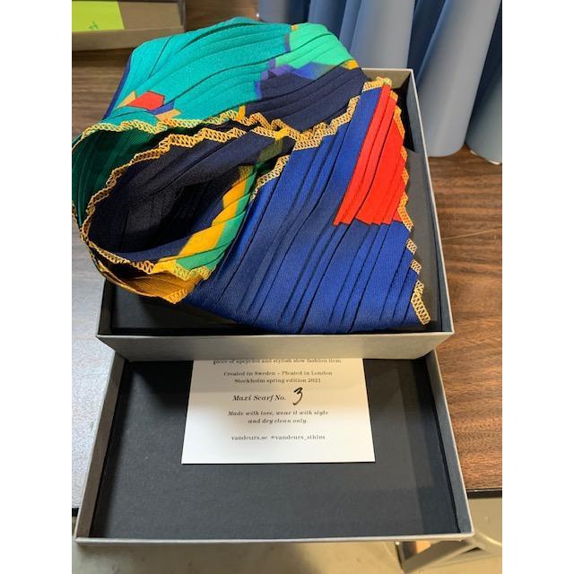 Vintage Maxi Pleated Silk Scarf