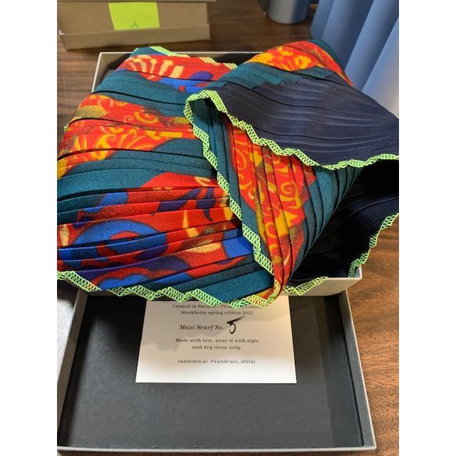 Vintage Maxi Pleated Silk Scarf