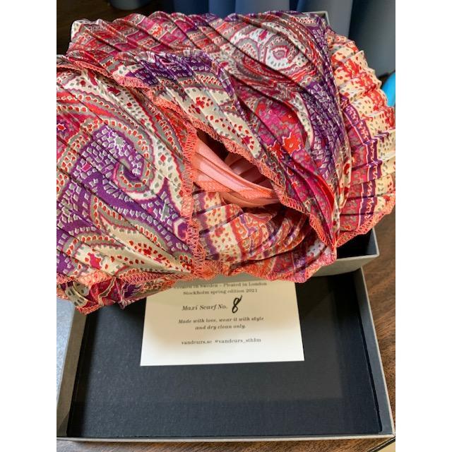 Vintage Maxi Pleated Silk Scarf