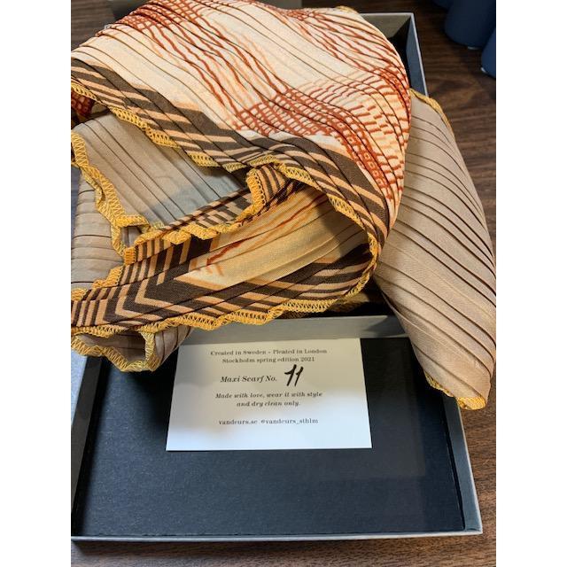 Vintage Maxi Pleated Silk Scarf