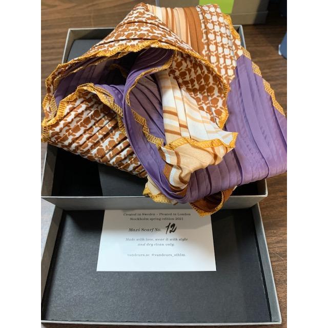 Vintage Maxi Pleated Silk Scarf