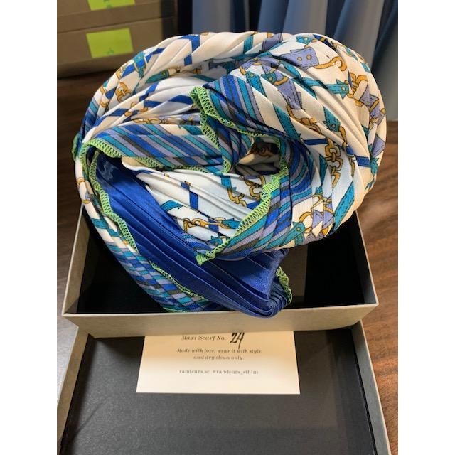 Vintage Maxi Pleated Silk Scarf