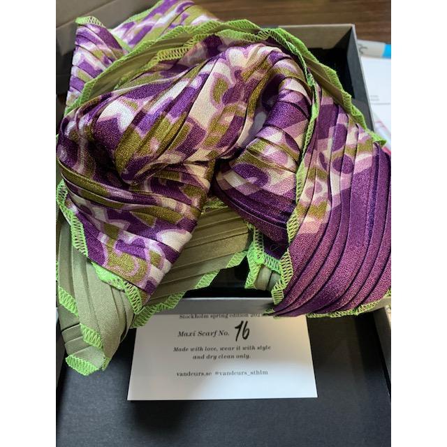Vintage Maxi Pleated Silk Scarf