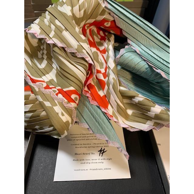 Vintage Maxi Pleated Silk Scarf