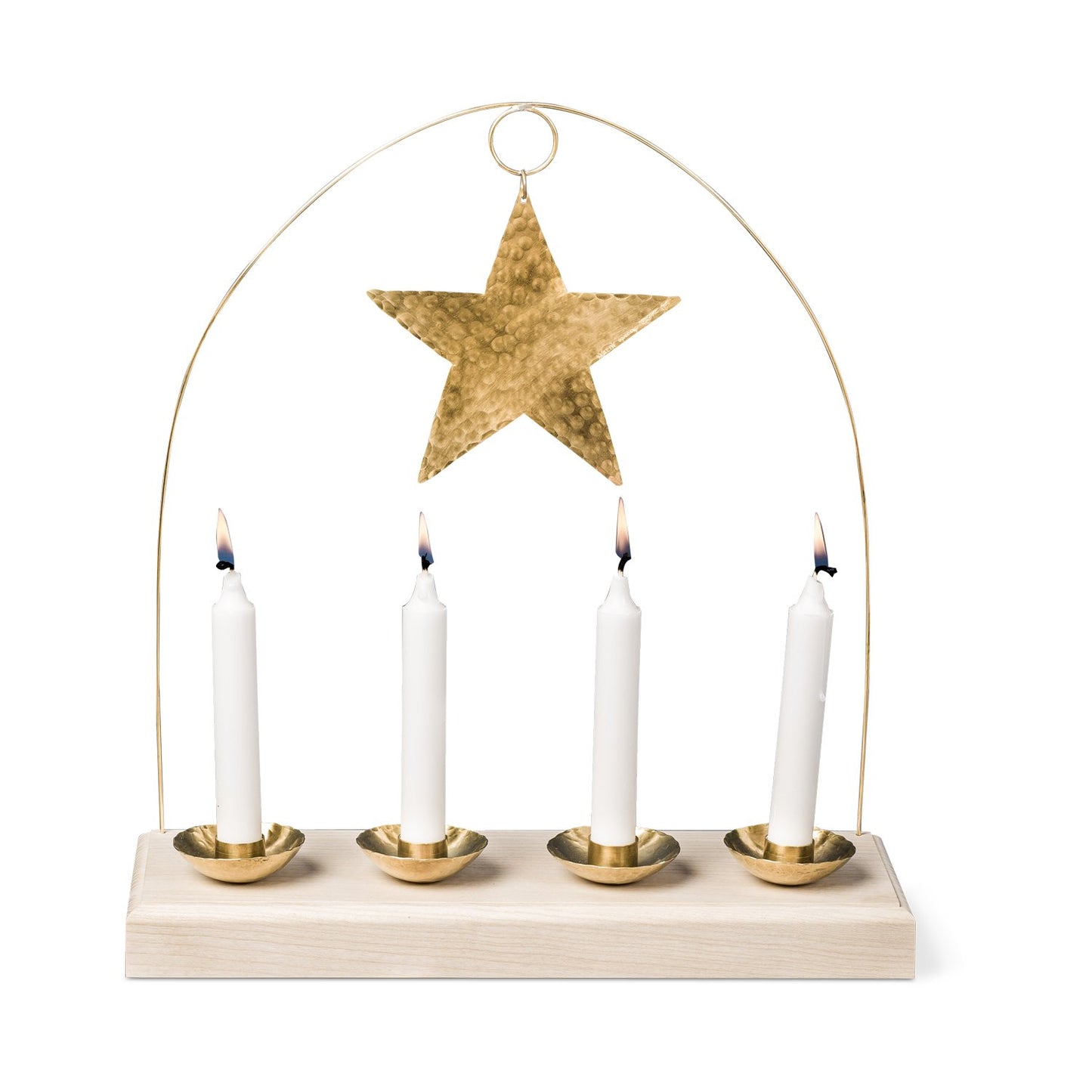 Swedish Brass Advent Candlestick with Natural Base