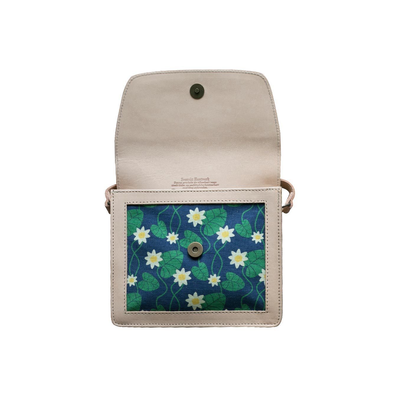 Blue Water Lily Leather Handbag by Floryd Eleish Van Breems Home