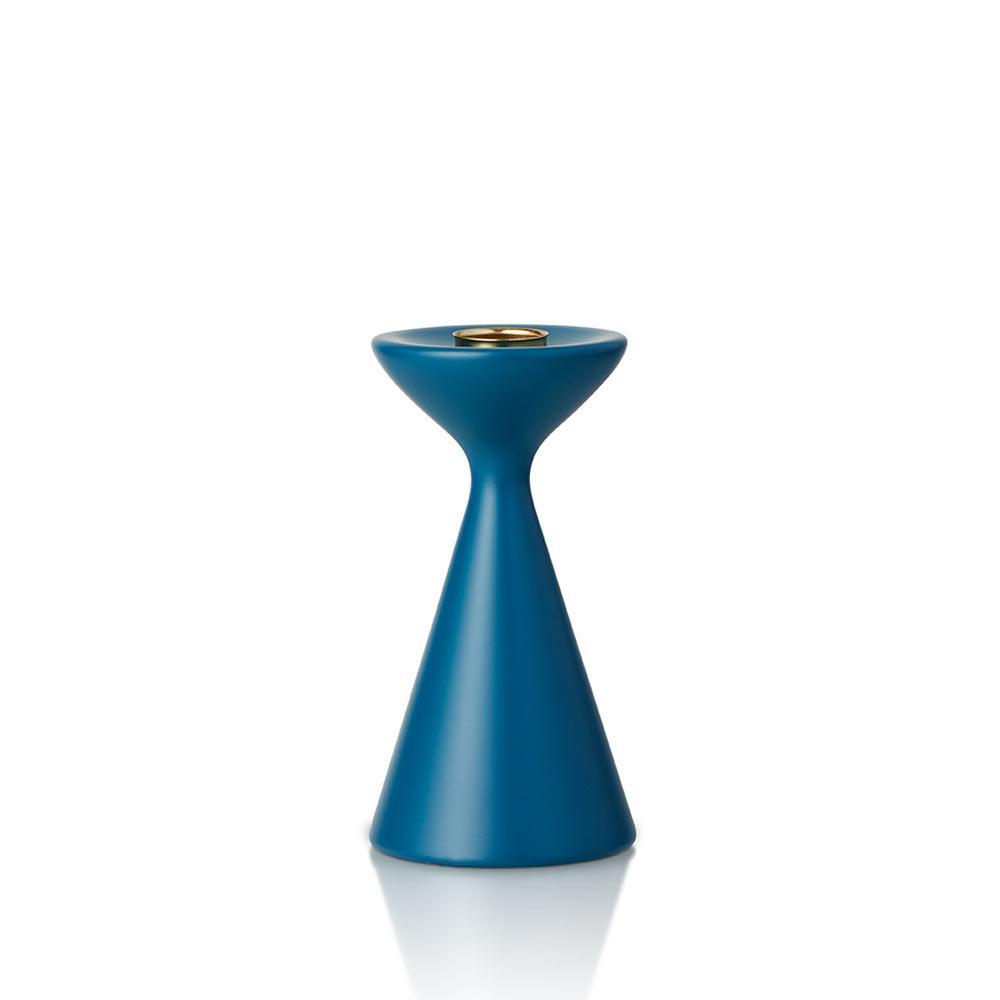 Inga Candlestick Small Petrol Blue Eleish Van Breems Home