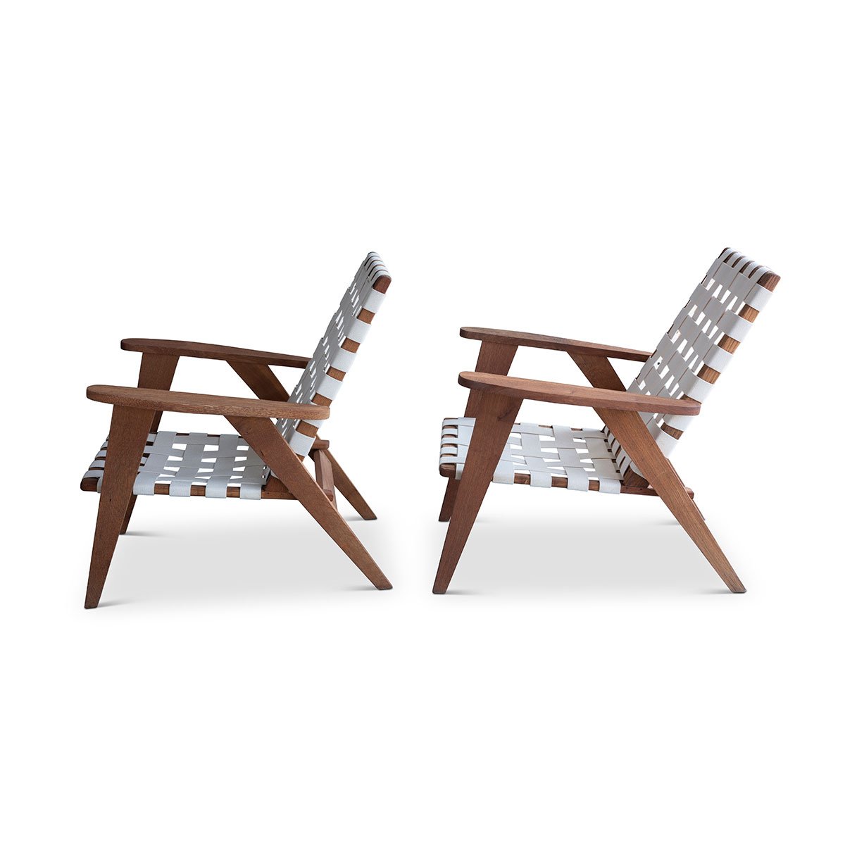 Pair of Mid-Century Webbed Chairs Eleish Van Breems Home