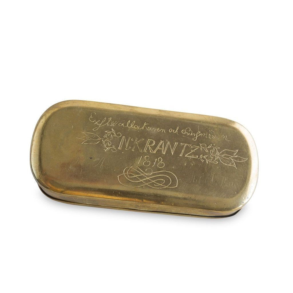 Swedish Brass Tobacco Box with Pastoral Scene Eleish Van Breems Home