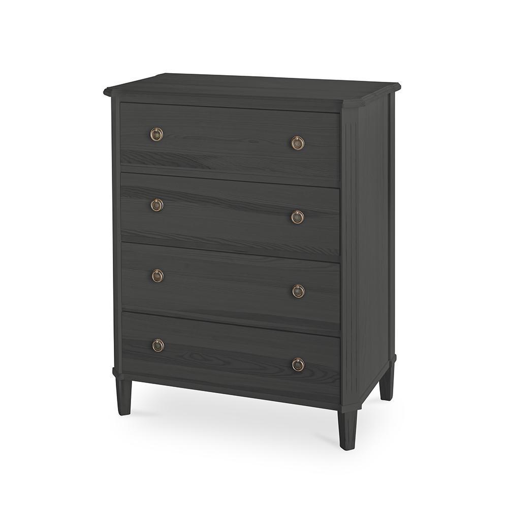 Tullgarn Tall Gustavian Four Drawer Chest Rococo Black Eleish Van Breems Home