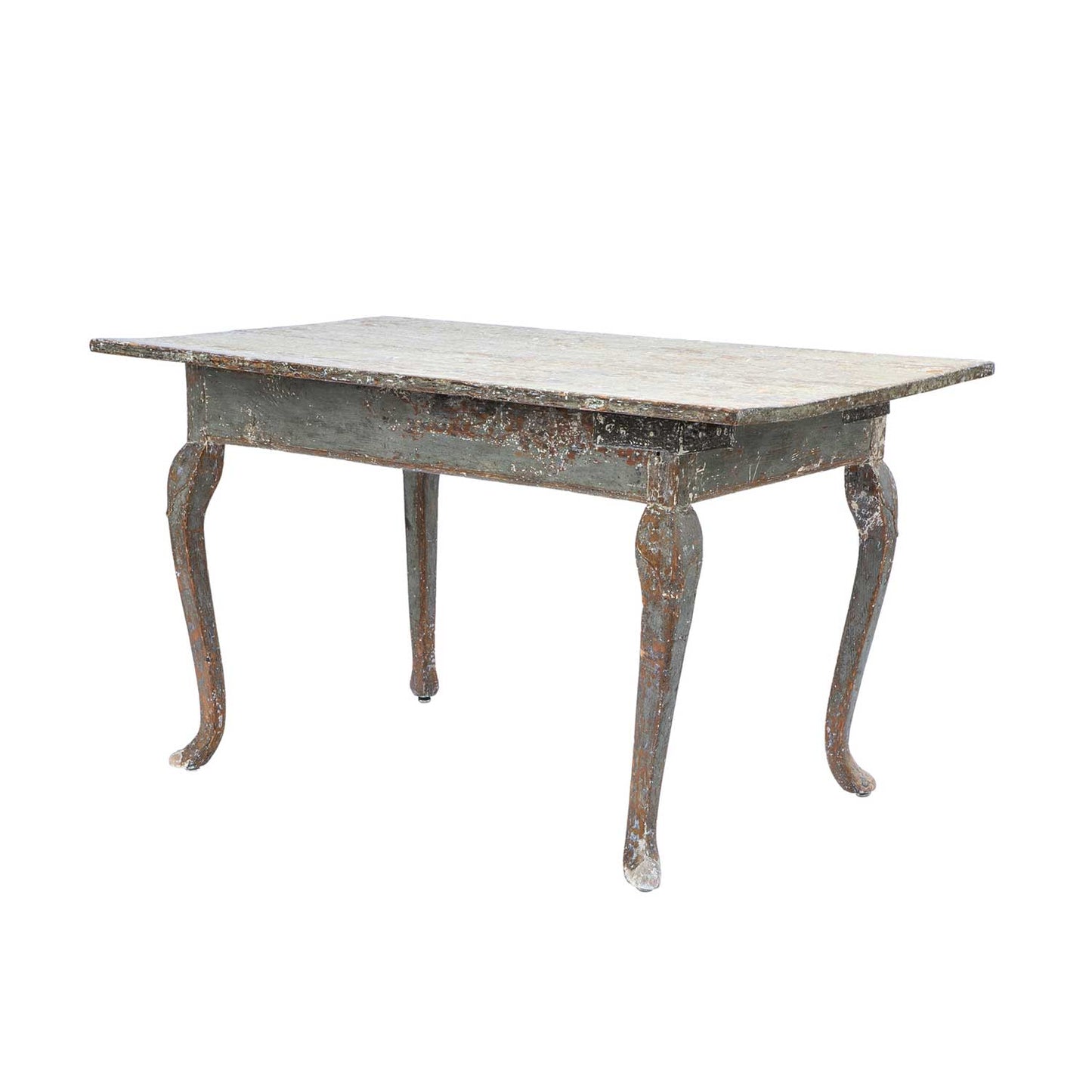 Swedish Rococo Table with Grey and Green Paint