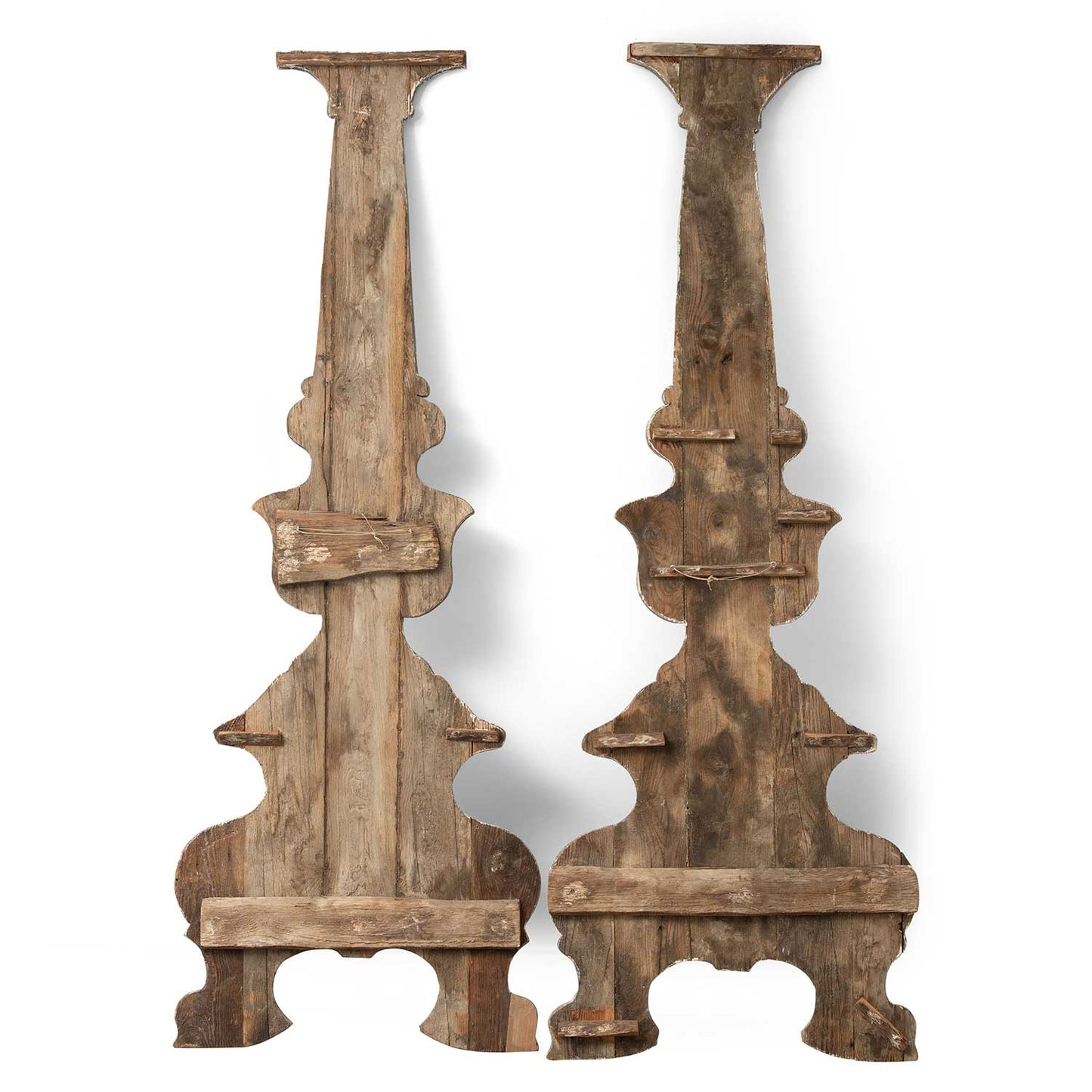 Pair of Antique Italian Rococo Style Stage Set Columns