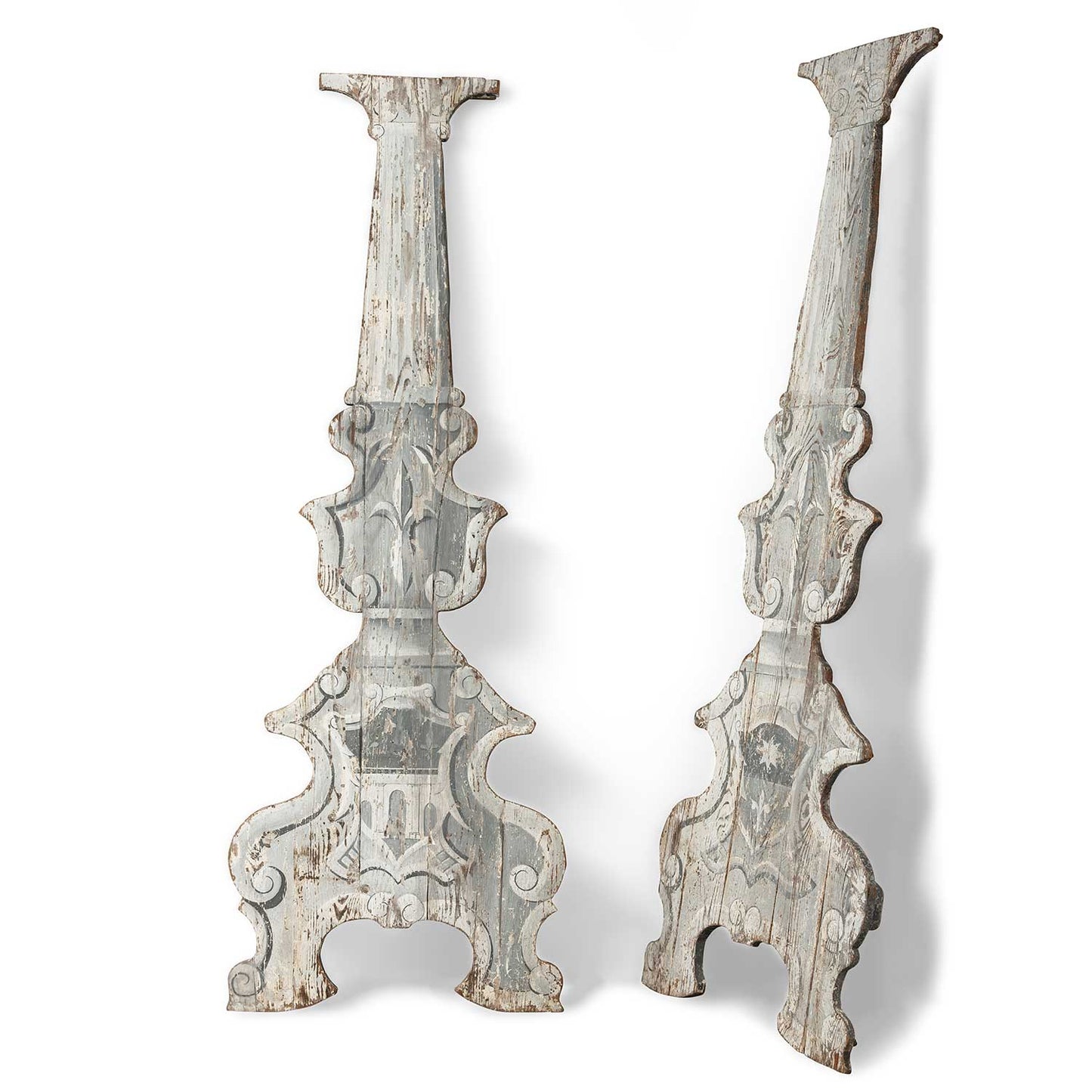 Pair of Antique Italian Rococo Style Stage Set Columns