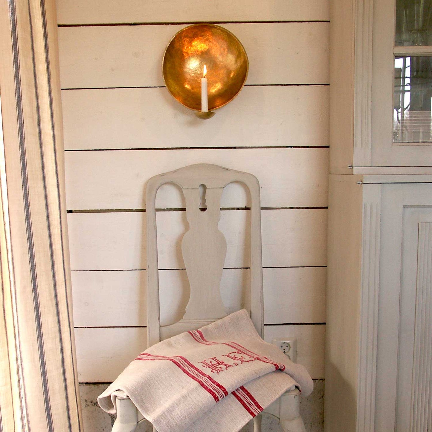 Swedish Royal Brass Wall Sconce 11"