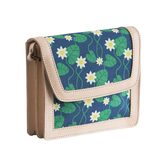 Blue Water Lily Leather Handbag by Floryd Eleish Van Breems Home
