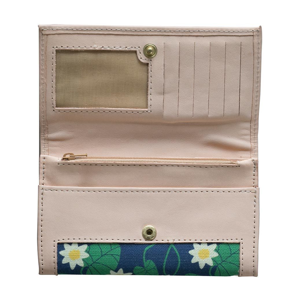 Blue Water Lily Leather Wallet by Floryd Eleish Van Breems Home
