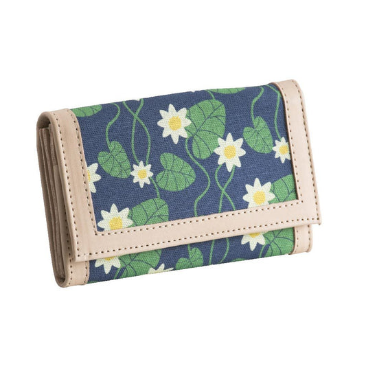 Blue Water Lily Leather Wallet by Floryd Eleish Van Breems Home
