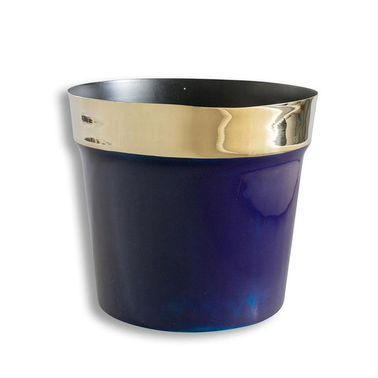 Brass and Navy Flower Pot Large Eleish Van Breems Home