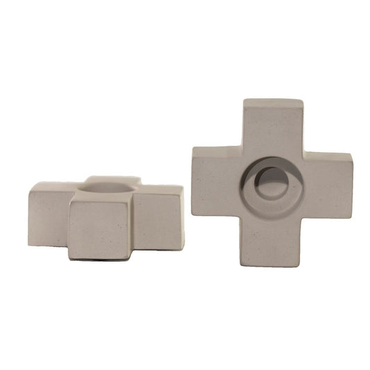 Concrete Plus Shape Candle Holder Nature Grey Eleish Van Breems Home