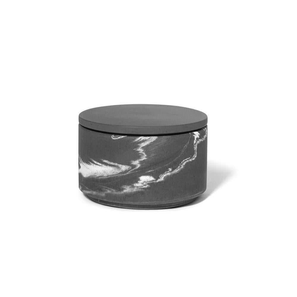 Concrete Small Marbled Box Graphite Grey and Dark Marbled Eleish Van Breems Home