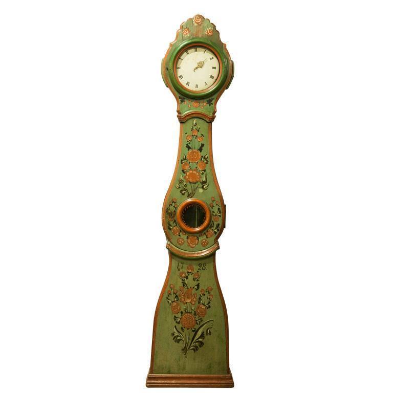 Finnish Floral Tall Case Clock, late 18th C. Eleish Van Breems Home