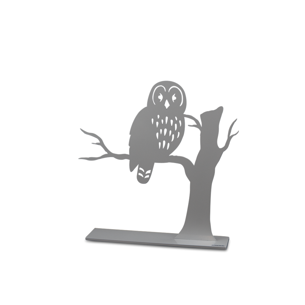 Metal Owl on Branch Sculpture White Eleish Van Breems Home