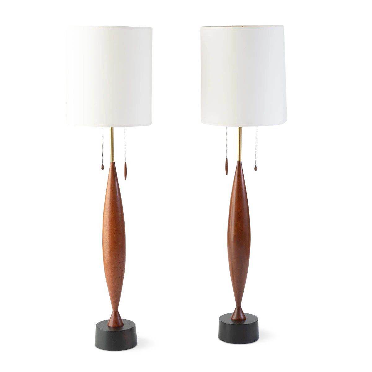 Pair of Heifetz Monumental Walnut & Ebonized Lamps