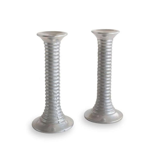 Pair of Mid Century Modern Aluminum Candlesticks Eleish Van Breems Home