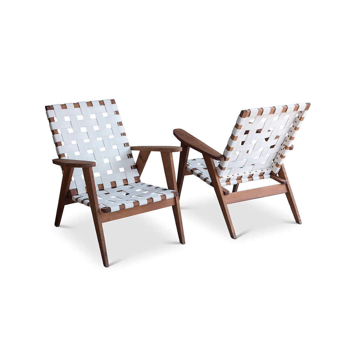 Pair of Mid-Century Webbed Chairs Eleish Van Breems Home