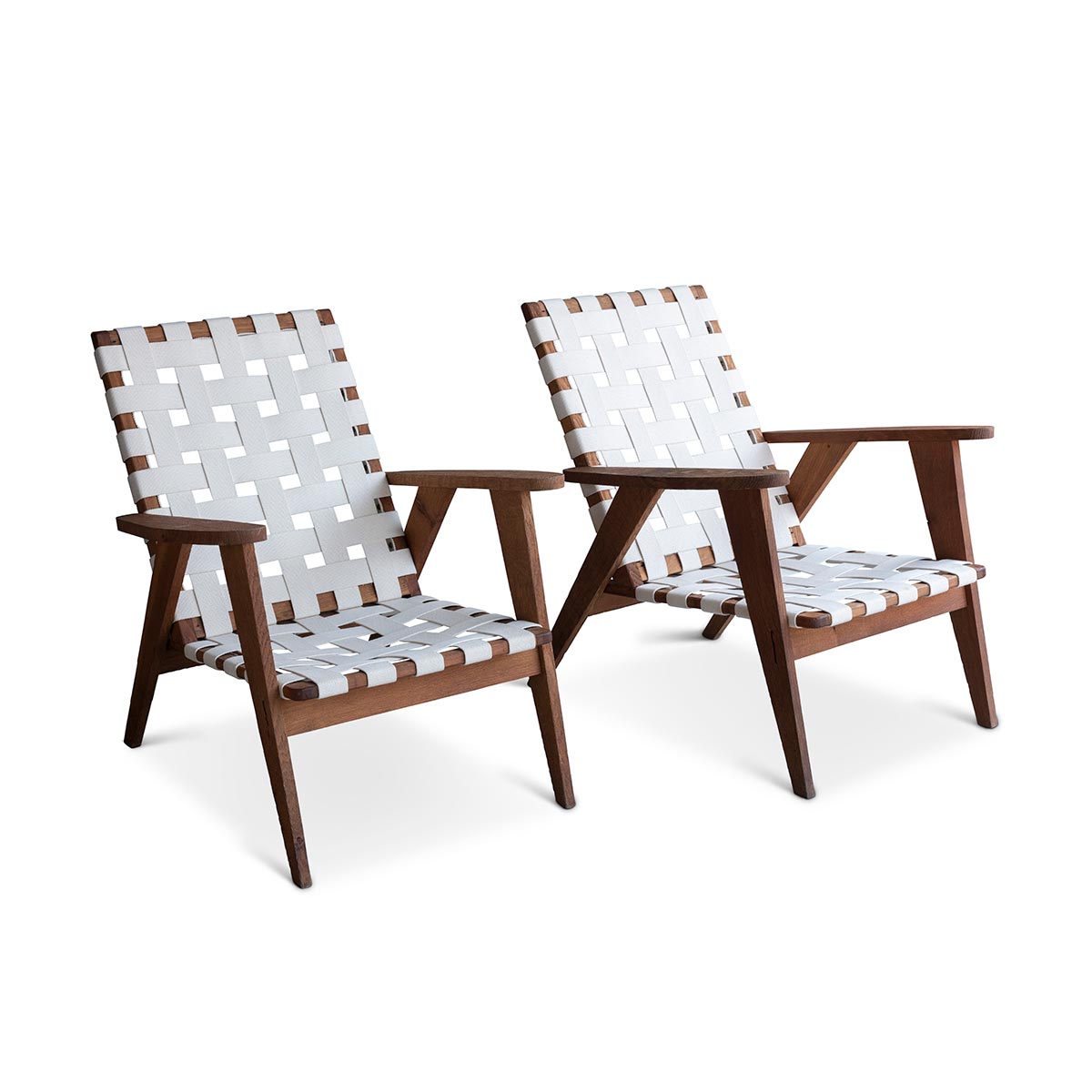 Pair of Mid-Century Webbed Chairs Eleish Van Breems Home