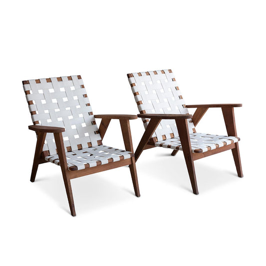 Pair of Mid-Century Webbed Chairs Eleish Van Breems Home