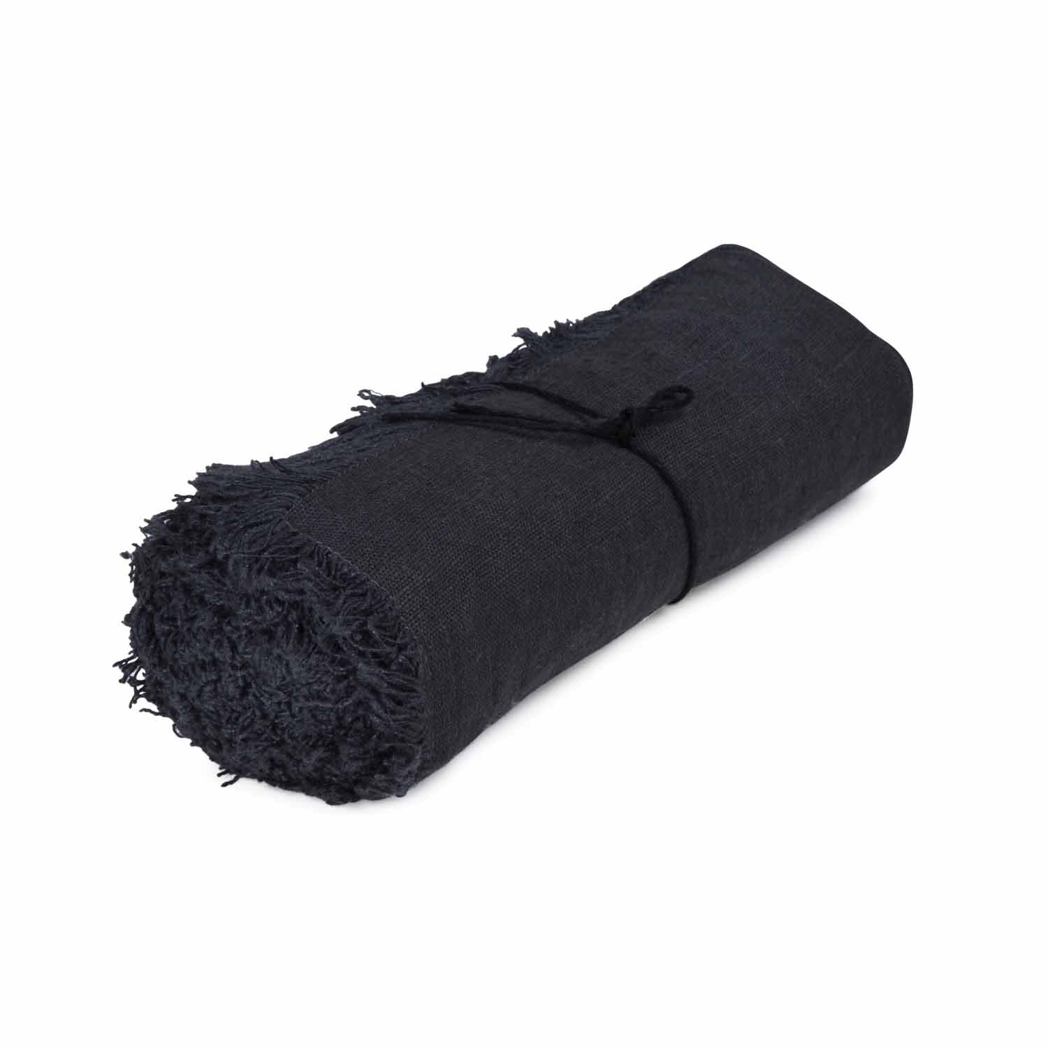Rustic Tablecloth with Fringe 125" Black Eleish Van Breems Home