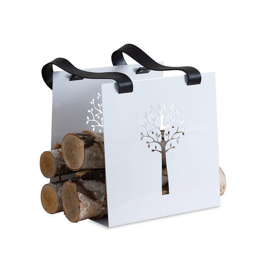 Steel Log Basket White, Eleish Van Breems Home