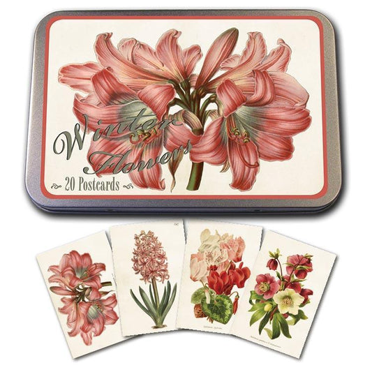Tin with 20 postcards Pink Flowers Eleish Van Breems Home
