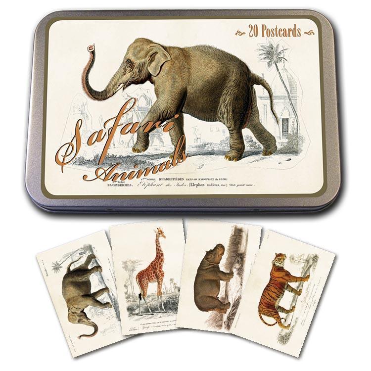 Tin with 20 postcards Safari Animals Eleish Van Breems Home